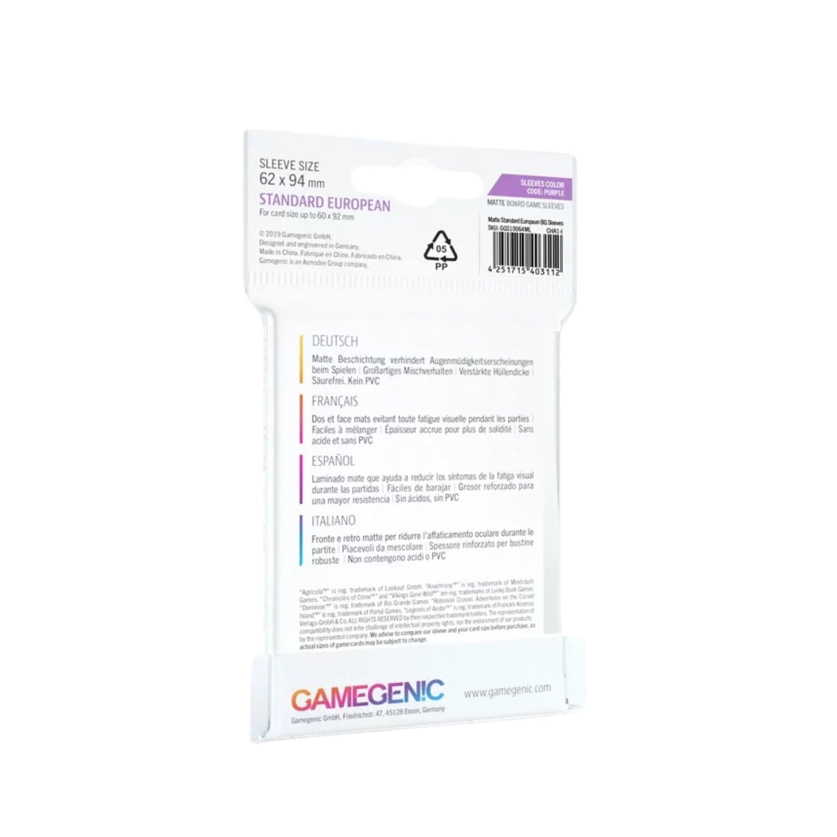 Protectores de cartas Prime European Size Matte