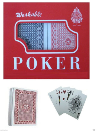 Juego de Naipes plásticos Poker 2 barajas Azul/Rojo