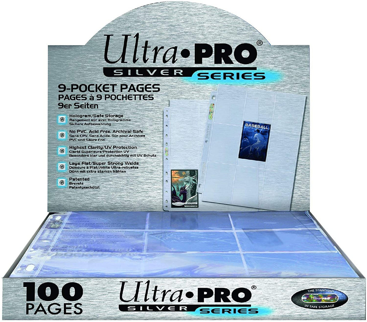 Páginas para álbum de cartas coleccionables Ultra Pro Silver x100